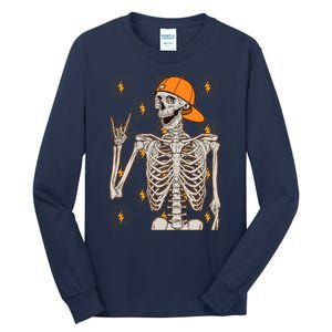 Funny Halloween Rock On Skeleton Tall Long Sleeve T-Shirt