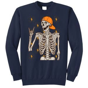 Funny Halloween Rock On Skeleton Tall Sweatshirt