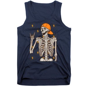 Funny Halloween Rock On Skeleton Tank Top