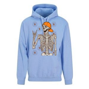 Funny Halloween Rock On Skeleton Unisex Surf Hoodie