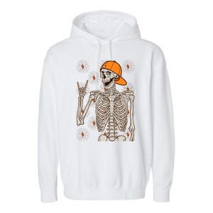 Funny Halloween Rock On Skeleton Garment-Dyed Fleece Hoodie