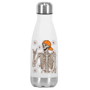 Funny Halloween Rock On Skeleton Stainless Steel Insulated Water Bottle