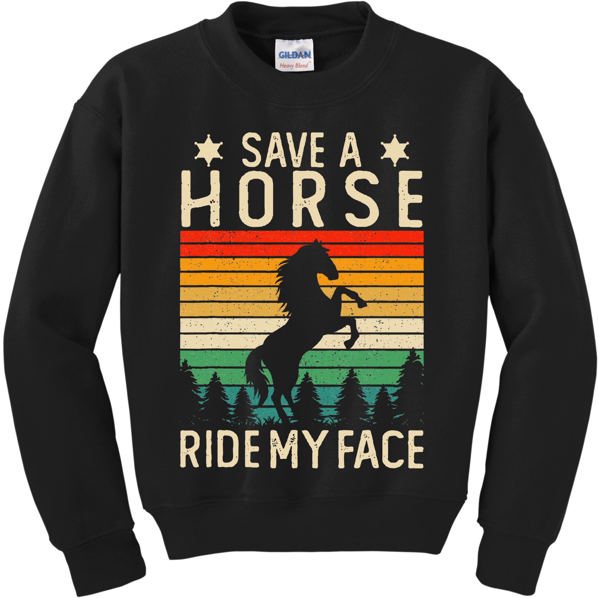 Funny Horse Riding Adult Joke Save A Horse Ride My Face Kids Sweatshirt