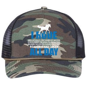 Funny Horse Riding Gifgift I Rode All Day Gift Retro Rope Trucker Hat Cap