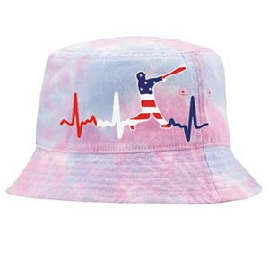 funny Home Run Baseball Flag Baseball Heartbeat Tie-Dyed Bucket Hat