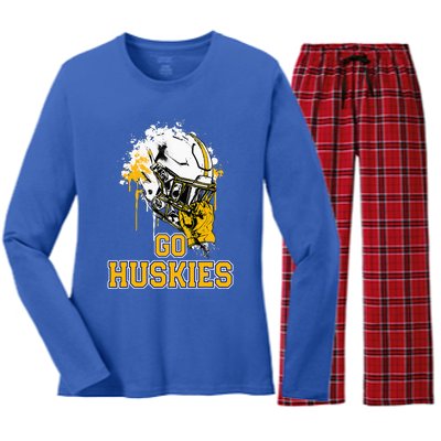 Florence Huskies Rising Helmet Go! Women's Long Sleeve Flannel Pajama Set 