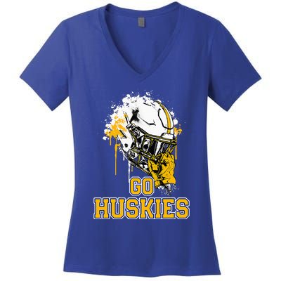 Florence Huskies Rising Helmet Go! Women's V-Neck T-Shirt