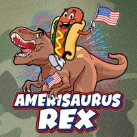 Funny Hotdog Riding Amerisaurus Rex Dinosaur Legacy Tie Dye Trucker Hat