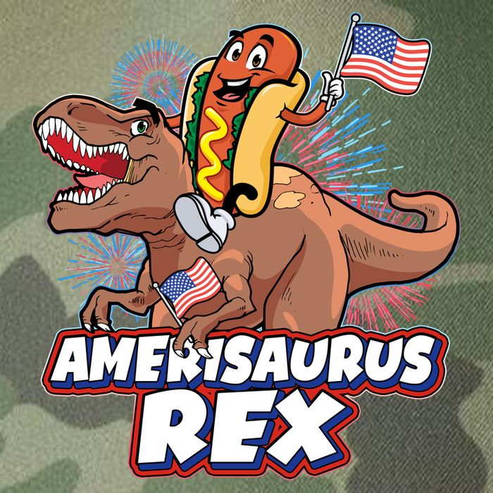 Funny Hotdog Riding Amerisaurus Rex Dinosaur Legacy Tie Dye Trucker Hat