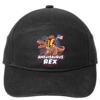 Funny Hotdog Riding Amerisaurus Rex Dinosaur 7-Panel Snapback Hat