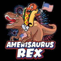 Funny Hotdog Riding Amerisaurus Rex Dinosaur 7-Panel Snapback Hat