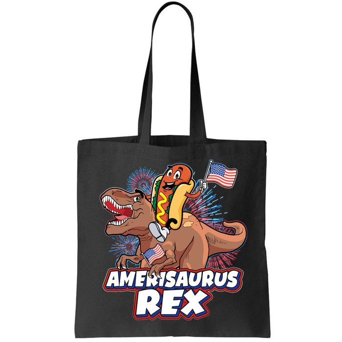 Funny Hotdog Riding Amerisaurus Rex Dinosaur Bag