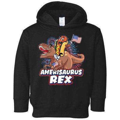 Funny Hotdog Riding Amerisaurus Rex Dinosaur Toddler Hoodie