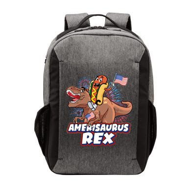 Funny Hotdog Riding Amerisaurus Rex Dinosaur Vector Backpack