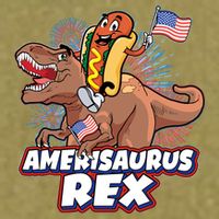 Funny Hotdog Riding Amerisaurus Rex Dinosaur Garment-Dyed Women's Muscle Tee