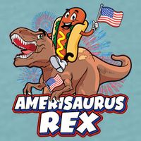 Funny Hotdog Riding Amerisaurus Rex Dinosaur Sueded Cloud Jersey T-Shirt