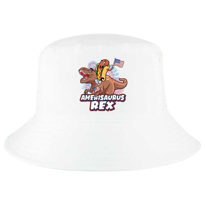 Funny Hotdog Riding Amerisaurus Rex Dinosaur Cool Comfort Performance Bucket Hat