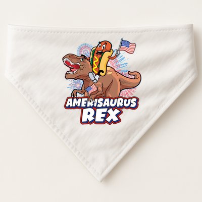 Funny Hotdog Riding Amerisaurus Rex Dinosaur USA-Made Doggie Bandana