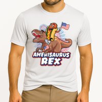 Funny Hotdog Riding Amerisaurus Rex Dinosaur Performance Shirt