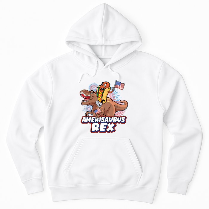 Funny Hotdog Riding Amerisaurus Rex Dinosaur Hoodie