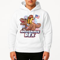 Funny Hotdog Riding Amerisaurus Rex Dinosaur Hoodie