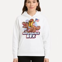 Funny Hotdog Riding Amerisaurus Rex Dinosaur Hoodie