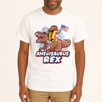 Funny Hotdog Riding Amerisaurus Rex Dinosaur Tall T-Shirt