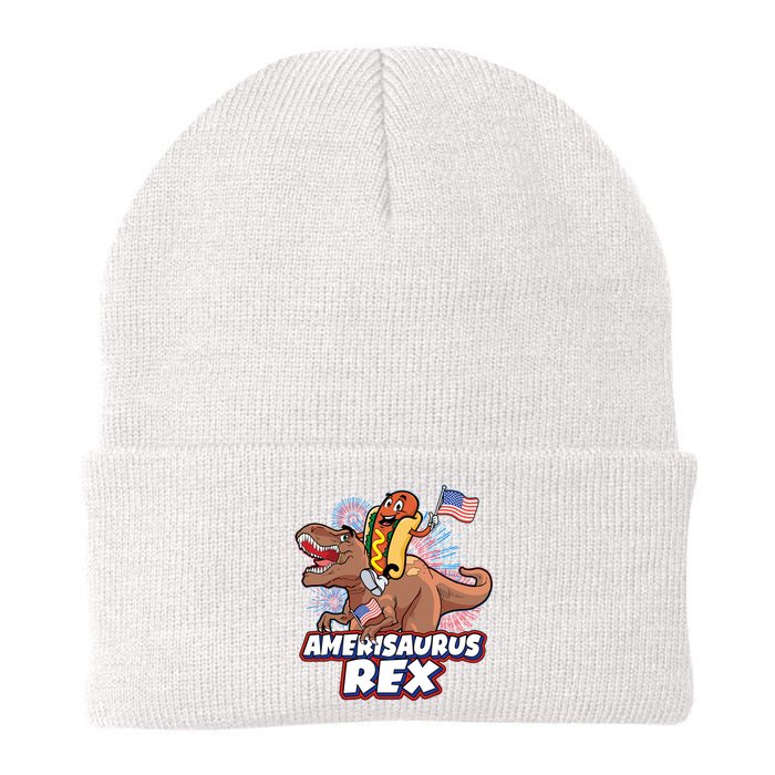 Funny Hotdog Riding Amerisaurus Rex Dinosaur Beanie
