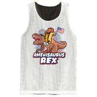 Funny Hotdog Riding Amerisaurus Rex Dinosaur Mesh Reversible Basketball Jersey Tank