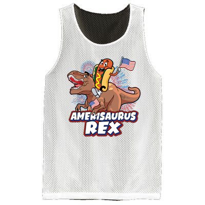 Funny Hotdog Riding Amerisaurus Rex Dinosaur Mesh Reversible Basketball Jersey Tank