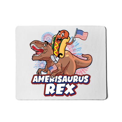 Funny Hotdog Riding Amerisaurus Rex Dinosaur Mousepad