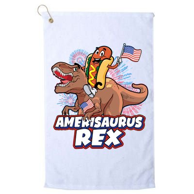 Funny Hotdog Riding Amerisaurus Rex Dinosaur Golf Towel