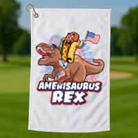 Funny Hotdog Riding Amerisaurus Rex Dinosaur Golf Towel