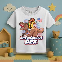 Funny Hotdog Riding Amerisaurus Rex Dinosaur Toddler T-Shirt