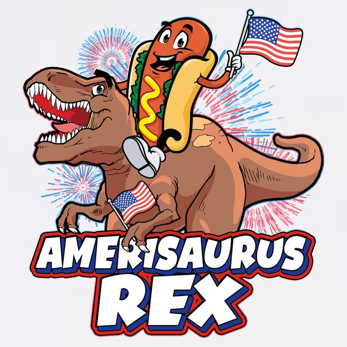 Funny Hotdog Riding Amerisaurus Rex Dinosaur Full Zip Hoodie