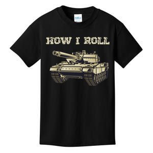 Fun How Roll Battle Tank Battlefield Vehicle Military Kids T-Shirt