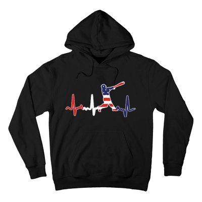 funny Home Run Baseball Flag Baseball Heartbeat Hoodie