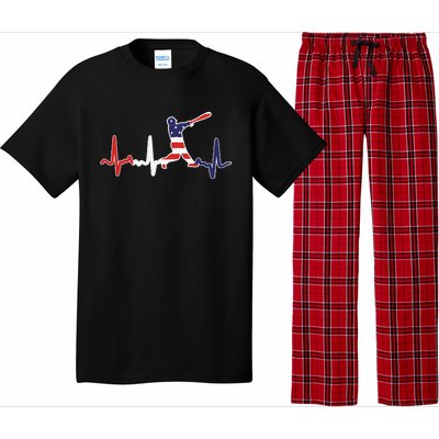 funny Home Run Baseball Flag Baseball Heartbeat Pajama Set