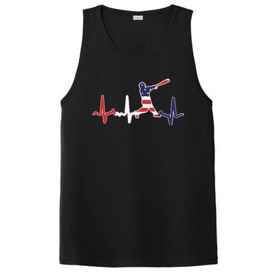 funny Home Run Baseball Flag Baseball Heartbeat PosiCharge Competitor Tank