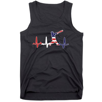 funny Home Run Baseball Flag Baseball Heartbeat Tank Top