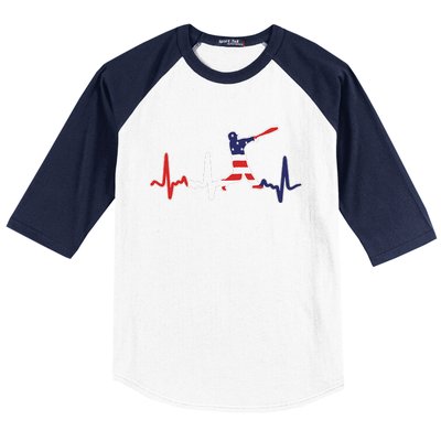 funny Home Run Baseball Flag Baseball Heartbeat Baseball Sleeve Shirt