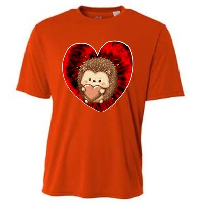 Funny Hedgehog Red Tie Dye Adults Heart Valentines Day Love Cool Gift Cooling Performance Crew T-Shirt