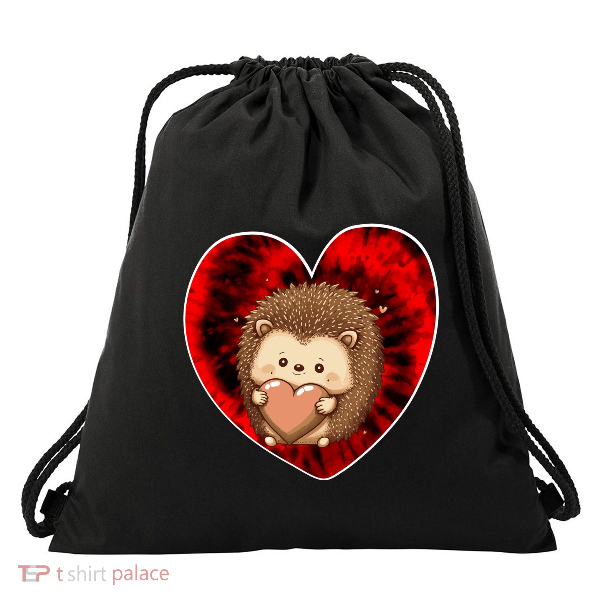 Funny Hedgehog Red Tie Dye Adults Heart Valentines Day Love Cool Gift Drawstring Bag