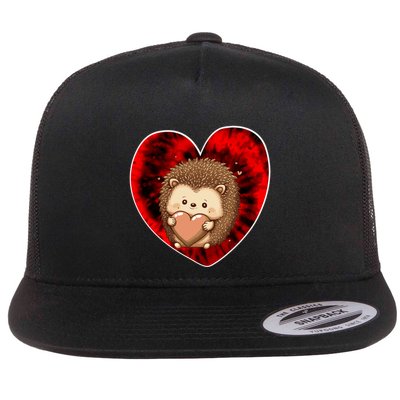 Funny Hedgehog Red Tie Dye Adults Heart Valentines Day Love Cool Gift Flatbill Hat
