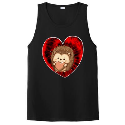 Funny Hedgehog Red Tie Dye Adults Heart Valentines Day Love Cool Gift PosiCharge Competitor Tank