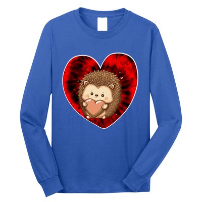 Funny Hedgehog Red Tie Dye Adults Heart Valentines Day Love Cool Gift Long Sleeve Shirt