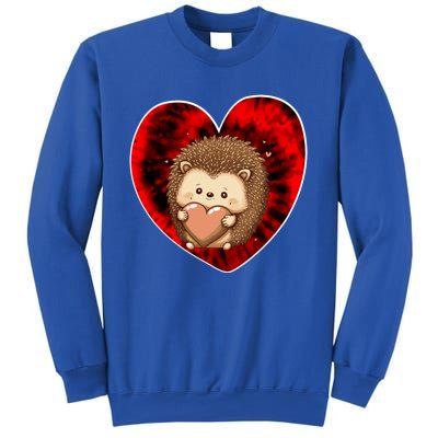 Funny Hedgehog Red Tie Dye Adults Heart Valentines Day Love Cool Gift Sweatshirt