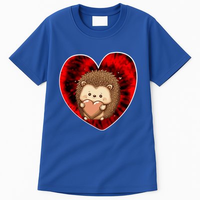 Funny Hedgehog Red Tie Dye Adults Heart Valentines Day Love Cool Gift Tall T-Shirt
