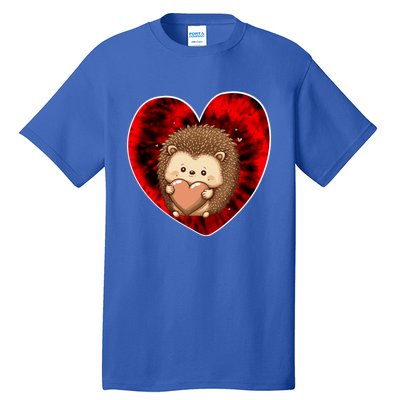 Funny Hedgehog Red Tie Dye Adults Heart Valentines Day Love Cool Gift Tall T-Shirt