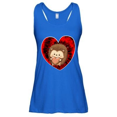 Funny Hedgehog Red Tie Dye Adults Heart Valentines Day Love Cool Gift Ladies Essential Flowy Tank